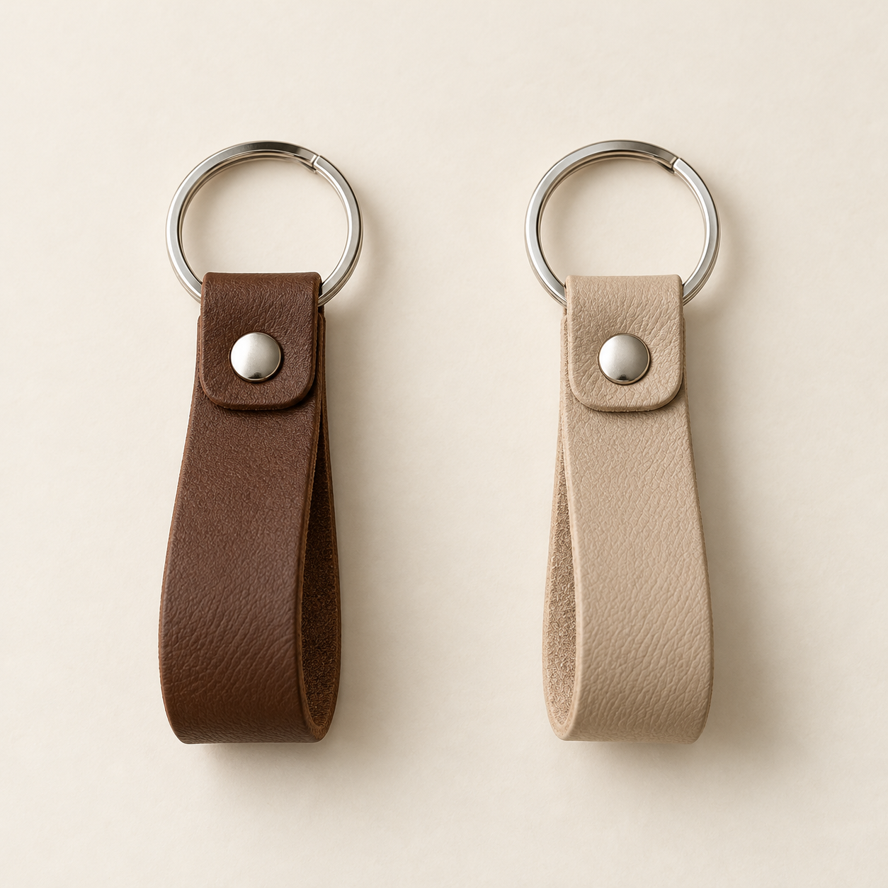 Fold Key Tag, shown in Cocoa and Oat