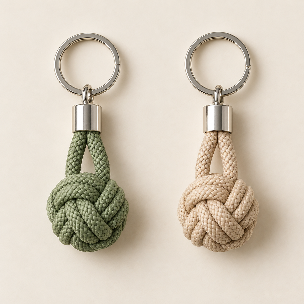 Mini Knot Keychain, shown in Sage and Sand