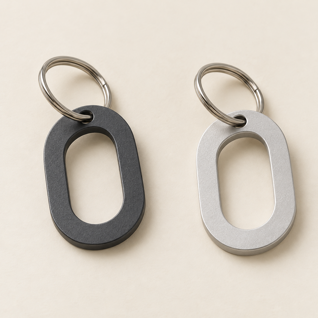 Outline Key Tag, shown in Graphite and Silver