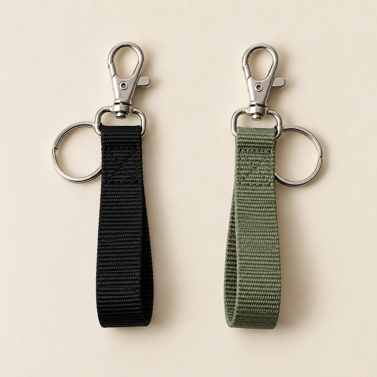 Pocket Clip Keychain, shown in Ink and Sage