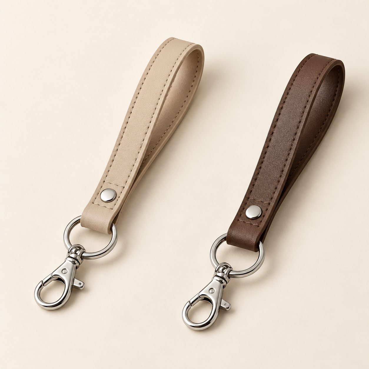 Soft Curve Wristlet, shown in Oat and Cocoa
